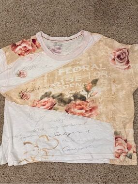 Pilcro Anthropologie Roses Short-Sleeve Women’s Top - Blush Pink, NWOT